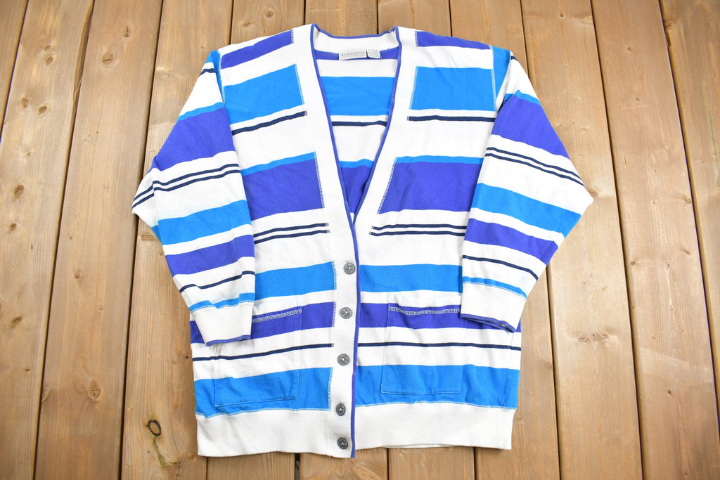 Vintage 1990s Liz Claiborne Striped Cardigan Sweater