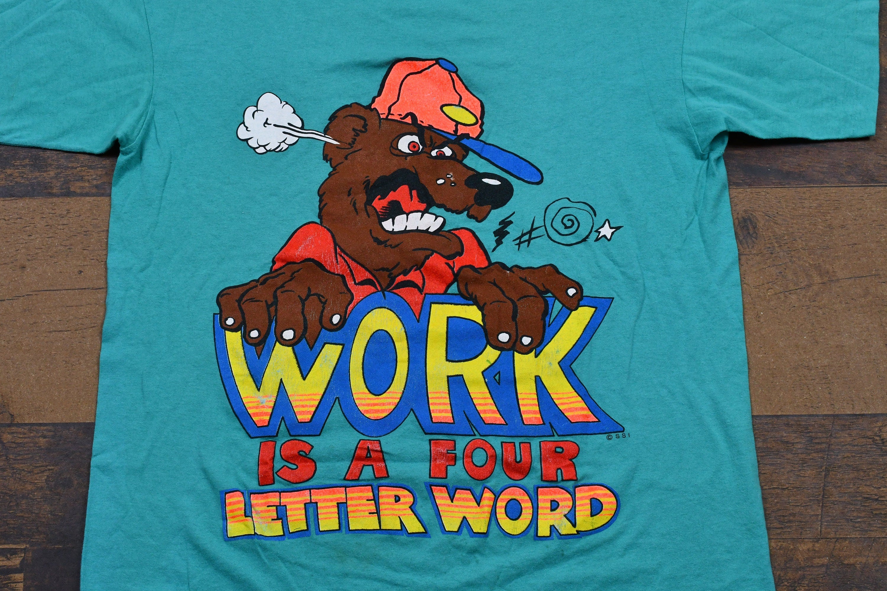Vintage 1990s Work Is A Four Letter Word Single Stitch T-Shirt
