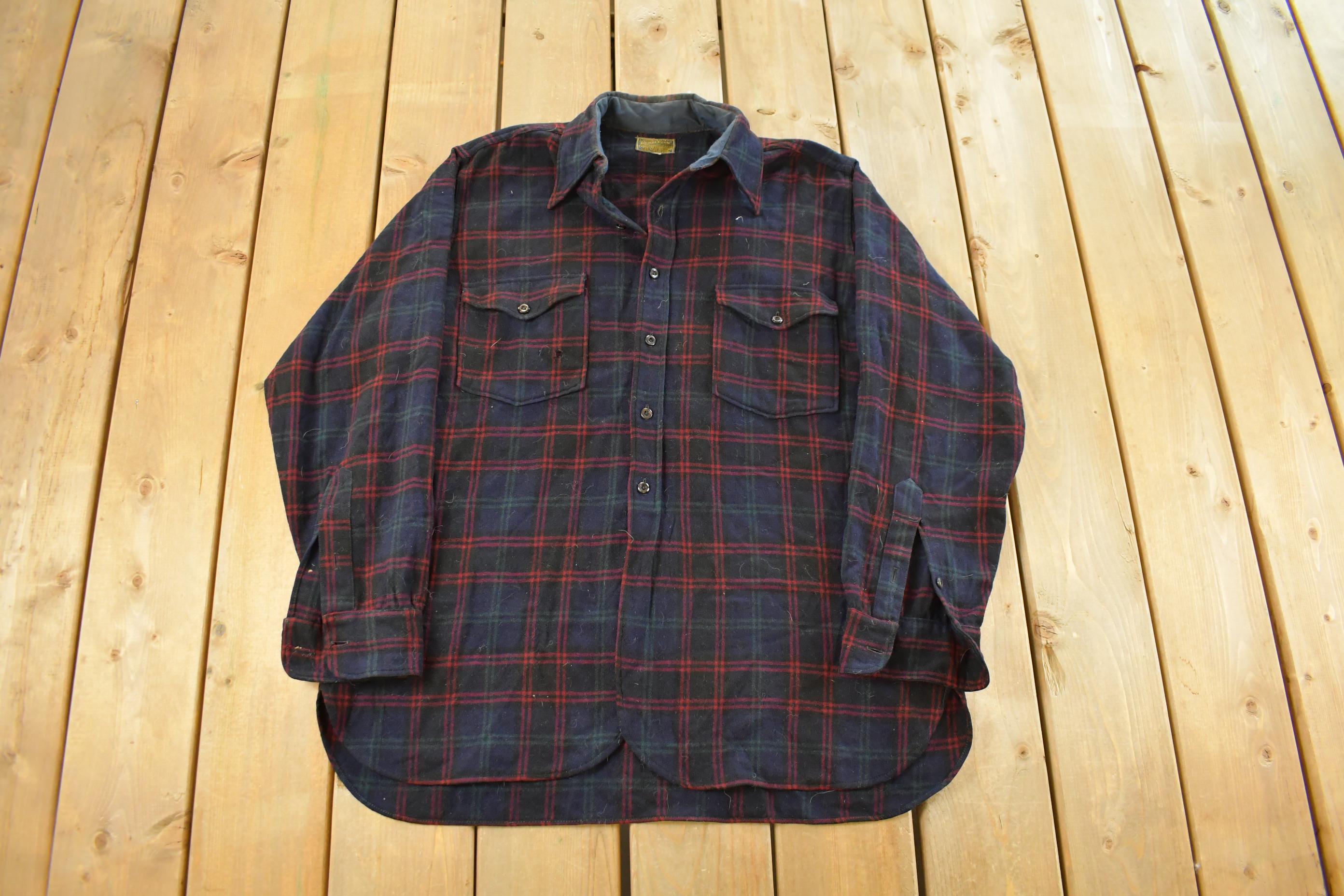 Vintage 1940s Pendleton Wool Board Button Up Board Shirt Men's XL