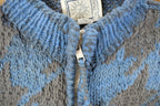 Vintage 1980s Del Mundo Wool Hand Knit Full Zip Sweater Men's Large