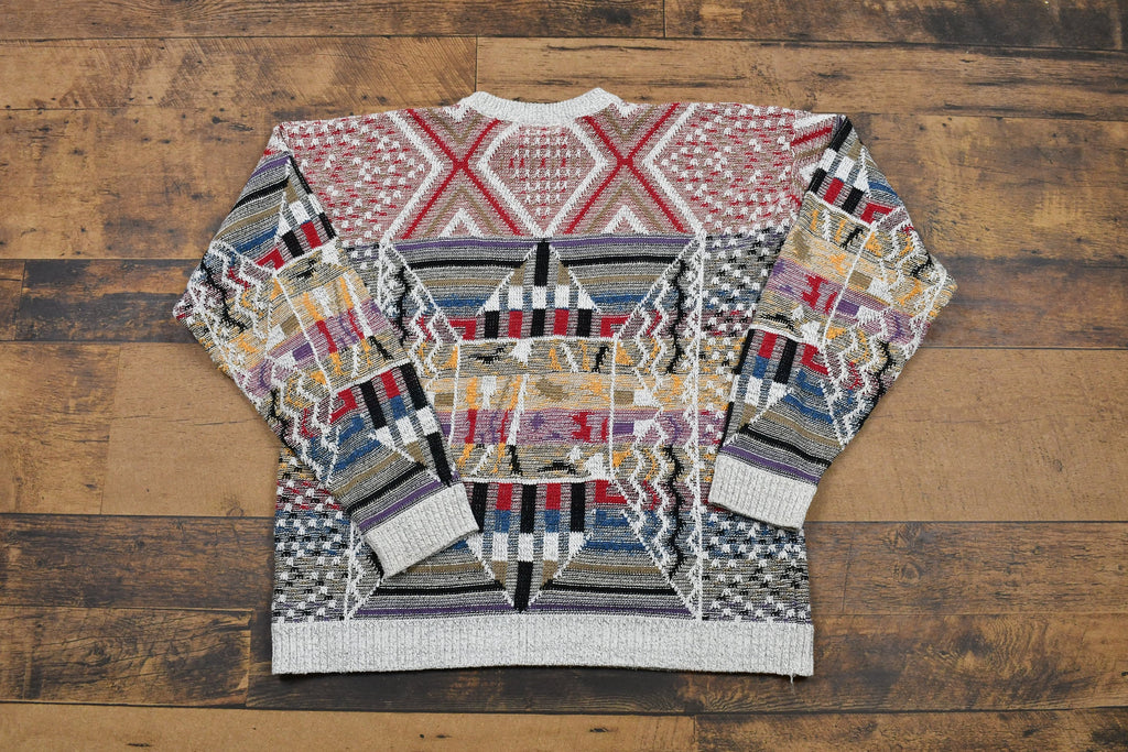 Vintage 1990s All Over Pattern Da Vinci Geometric California Knit Sweater