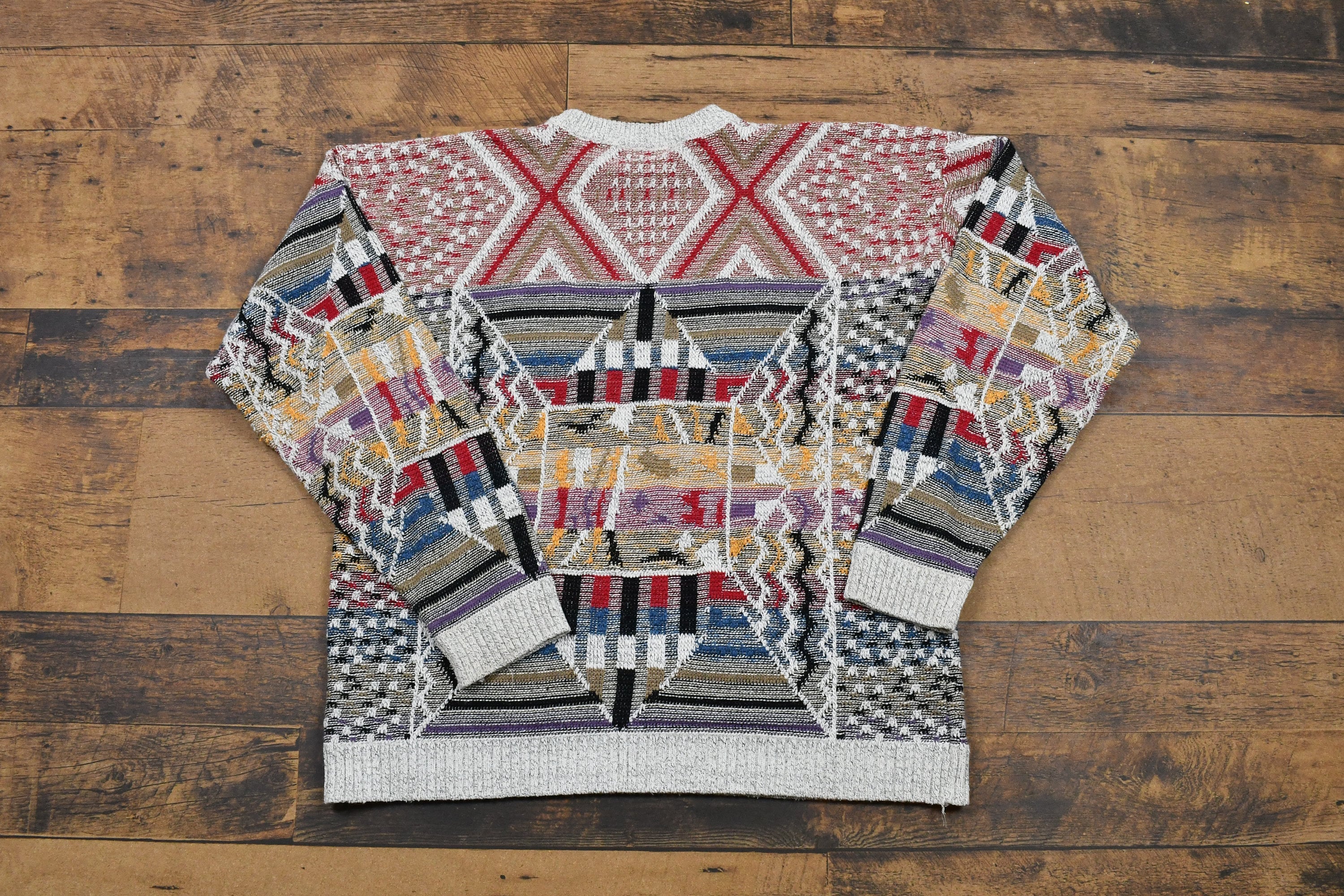 Vintage 1990s All Over Pattern Da Vinci Geometric California Knit Sweater