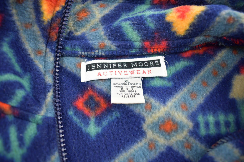 Vintage 1990s Jennifer Moore Activewear Abstract Pattern Fleece Sweater