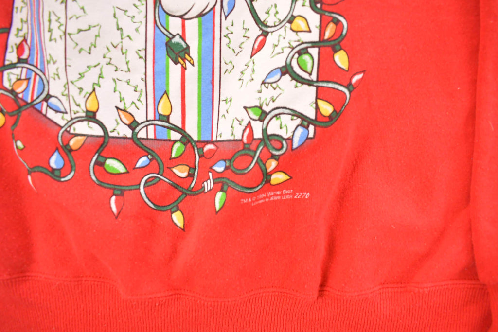 Vintage 1990s Looney Tunes Christmas Crewneck Sweatshirt Men's Large / Sylvester Cat Sweater / 90s Cartoon / Holidays