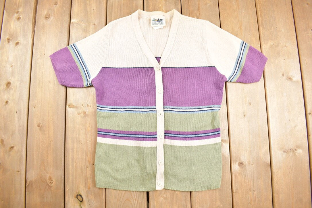 Vintage 1990s Northern Reflections Knitted Short Sleeve Cardigan Sweater