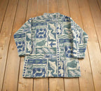 Vintage 1990s Coastlines Fashion For Canada Abstract Pattern Fleece Sweater