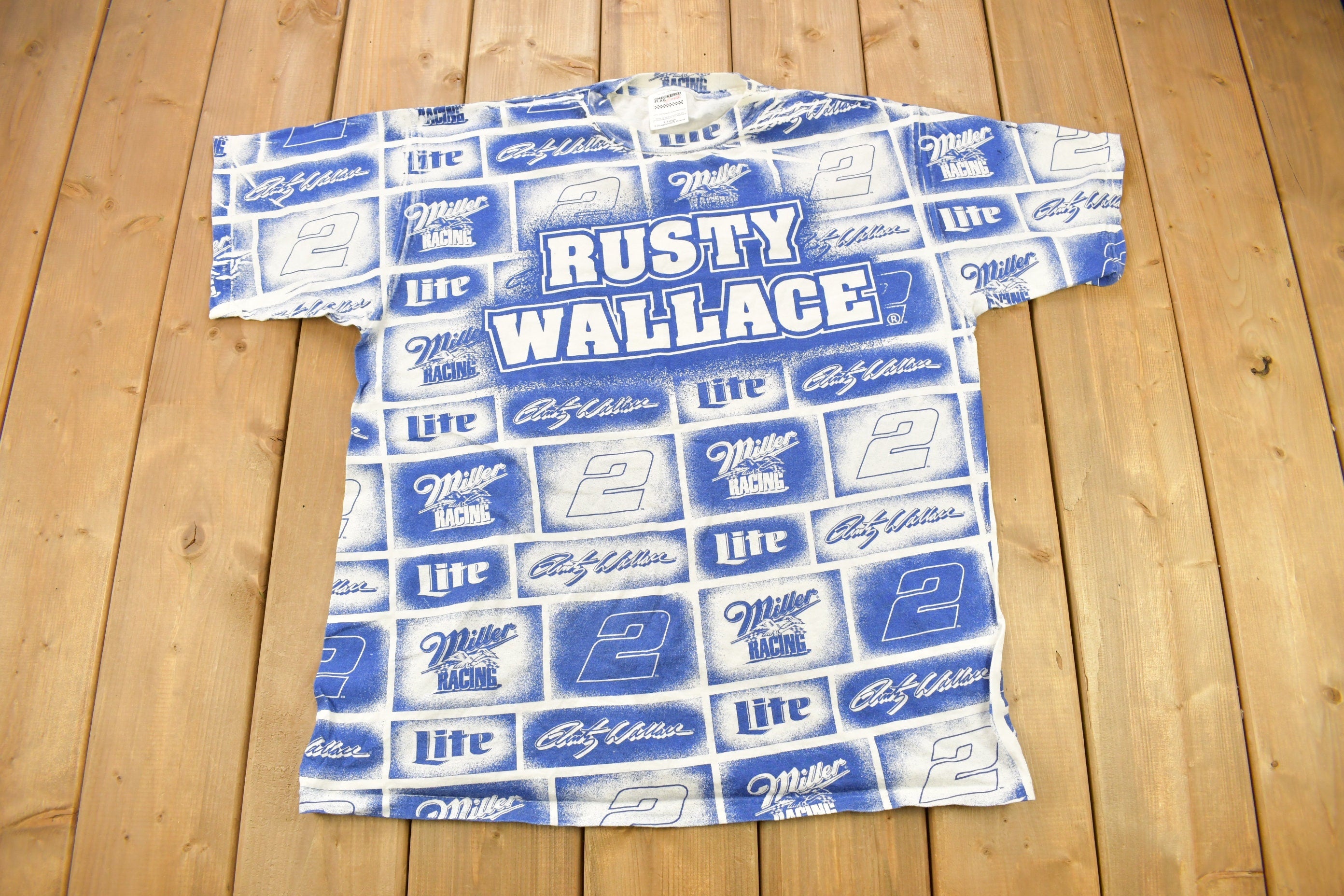 Vintage 1997 Rusty Wallace All Over Print NASCAR T-Shirt