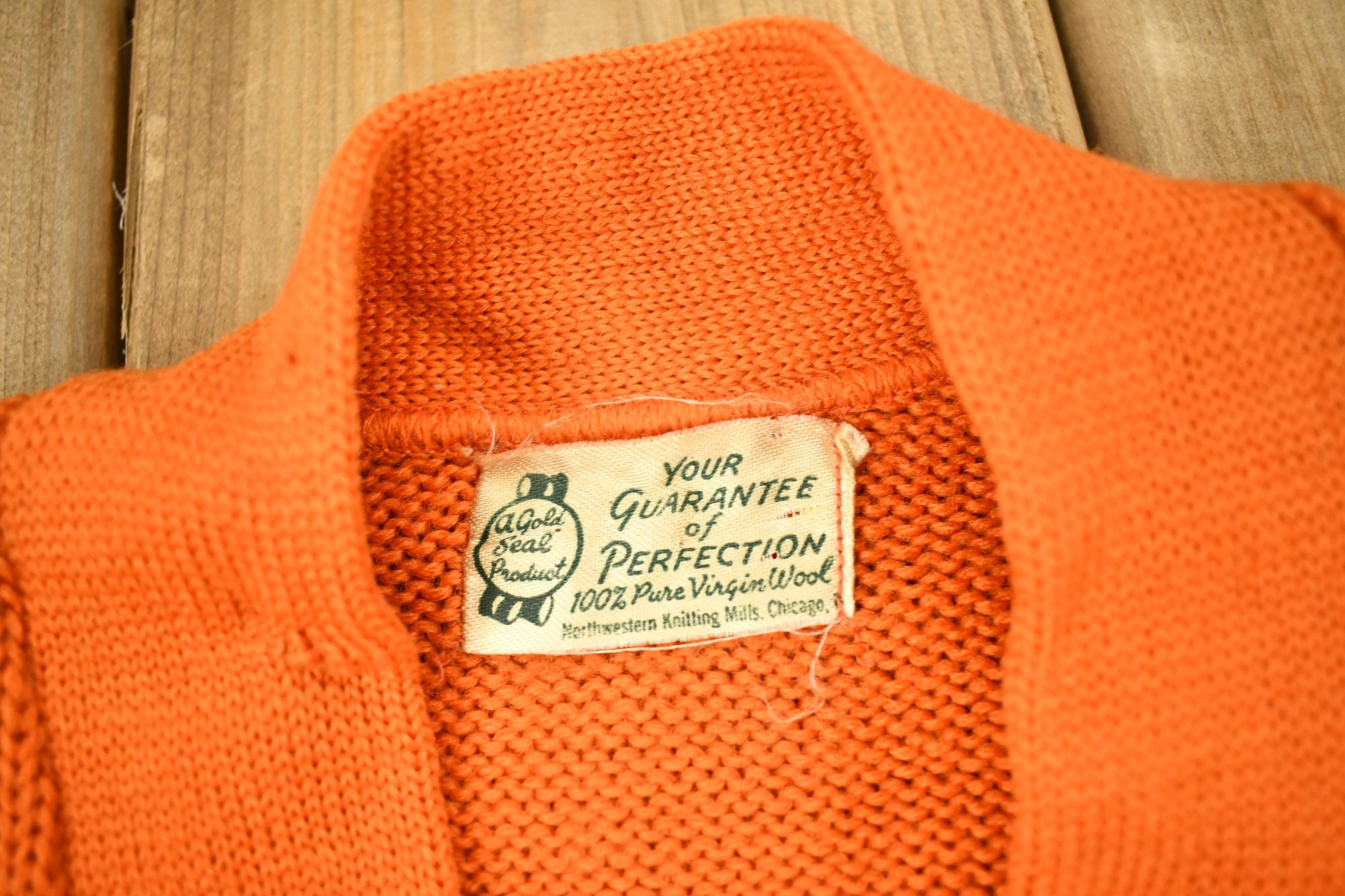 Vintage 1950s 100% Wool Collegiate Cardigan Knit Sweater