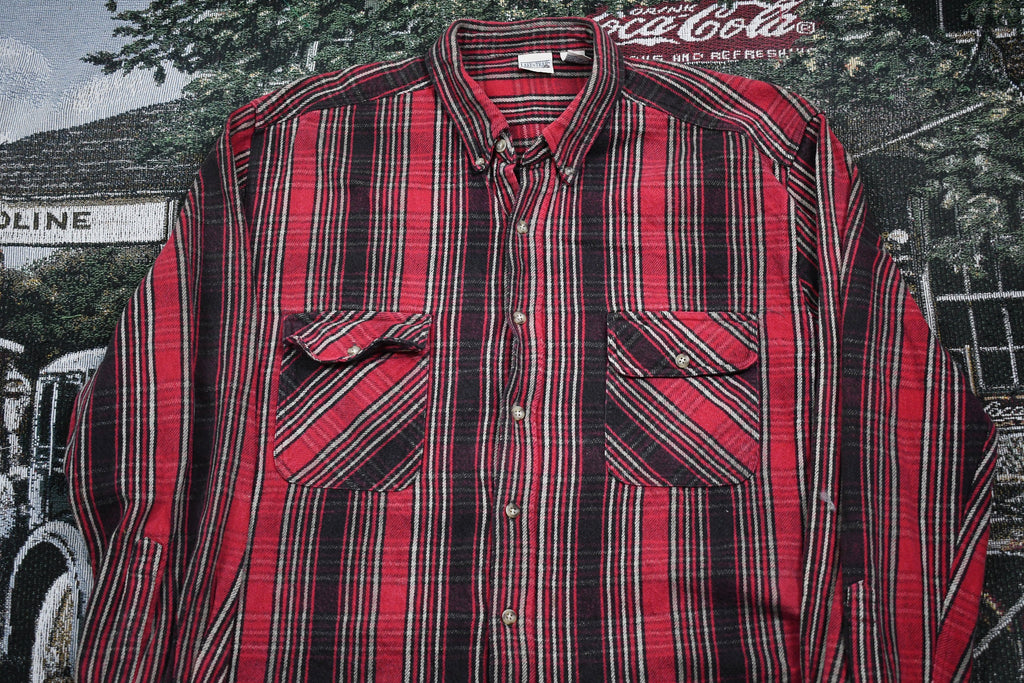 Vintage 1980s Plaid Button Up Shirt /