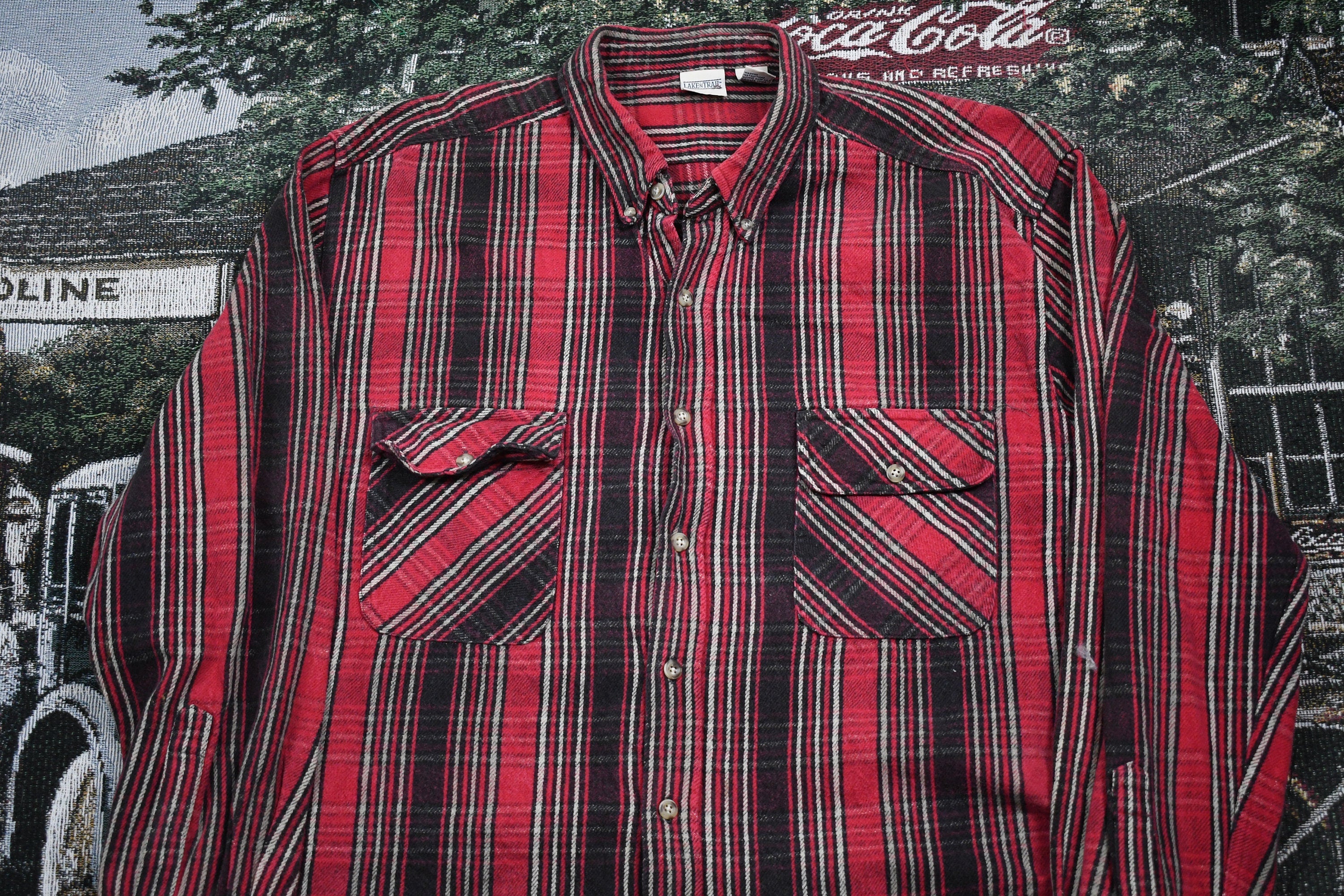 Vintage 1980s Plaid Button Up Shirt /