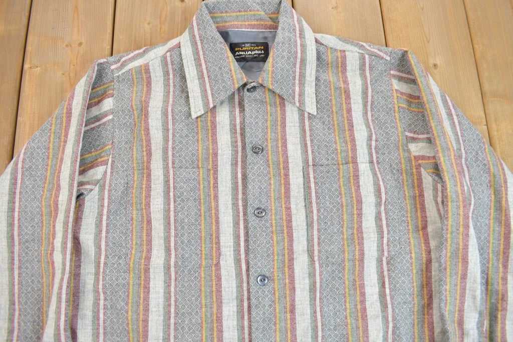 True Vintage 1970s Puritan Aqua Plus Striped Button Up Shirt