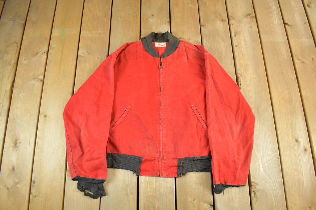 Vintage 1960s Kingbilt Distressed Sun Faded Bomber Zip Up Jacket Adult Small