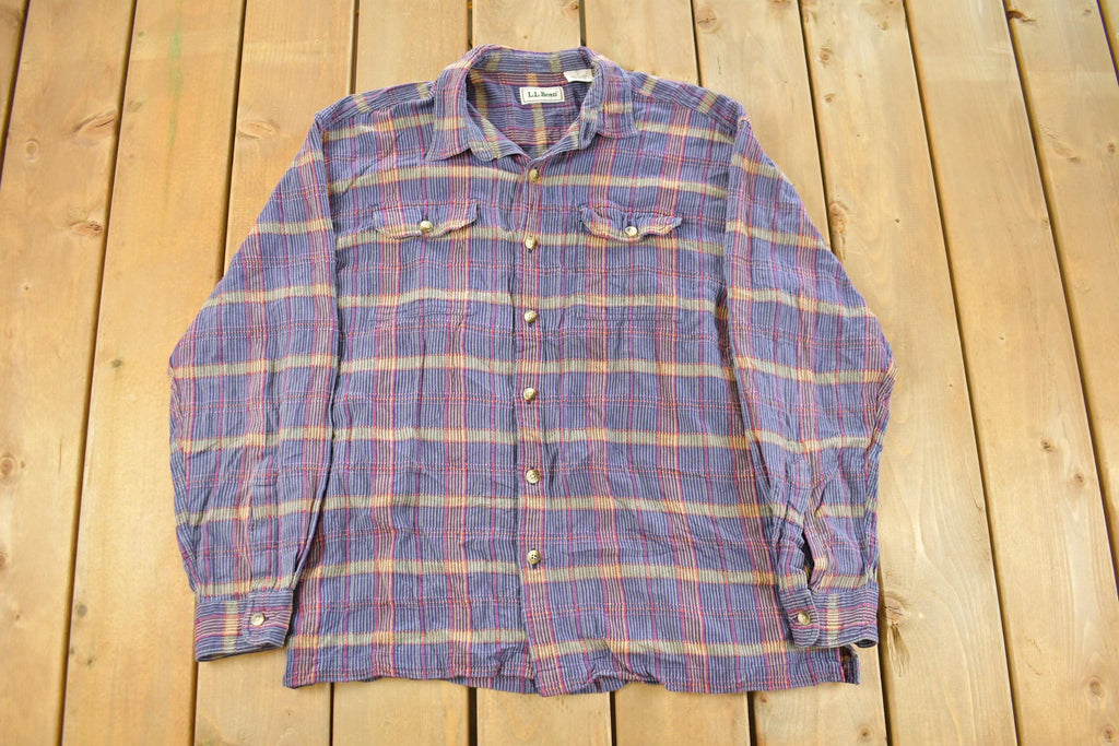 Vintage 1990s L.L. Bean Plaid Flannel Button Up Shirt Men's Large