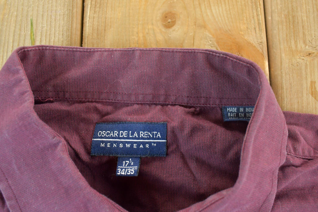 Vintage 1990s Burgundy Oscar De La Renta Button Up Shirt