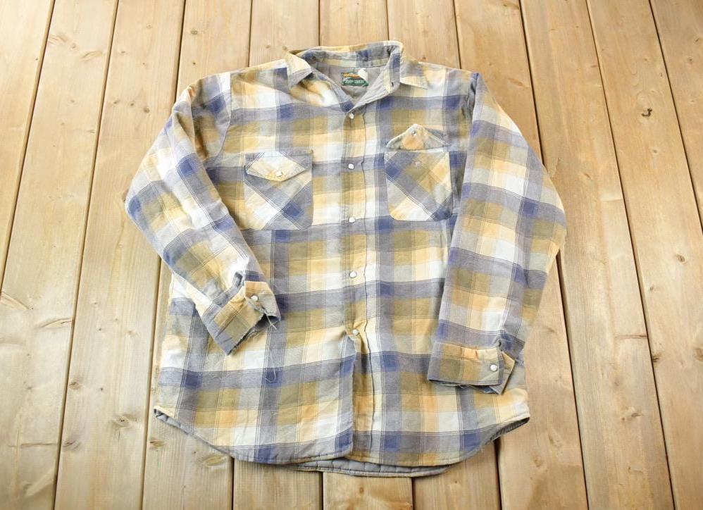 Vintage 1990's Woodsman Plaid Button Up Lined Western Shirt Made In USA