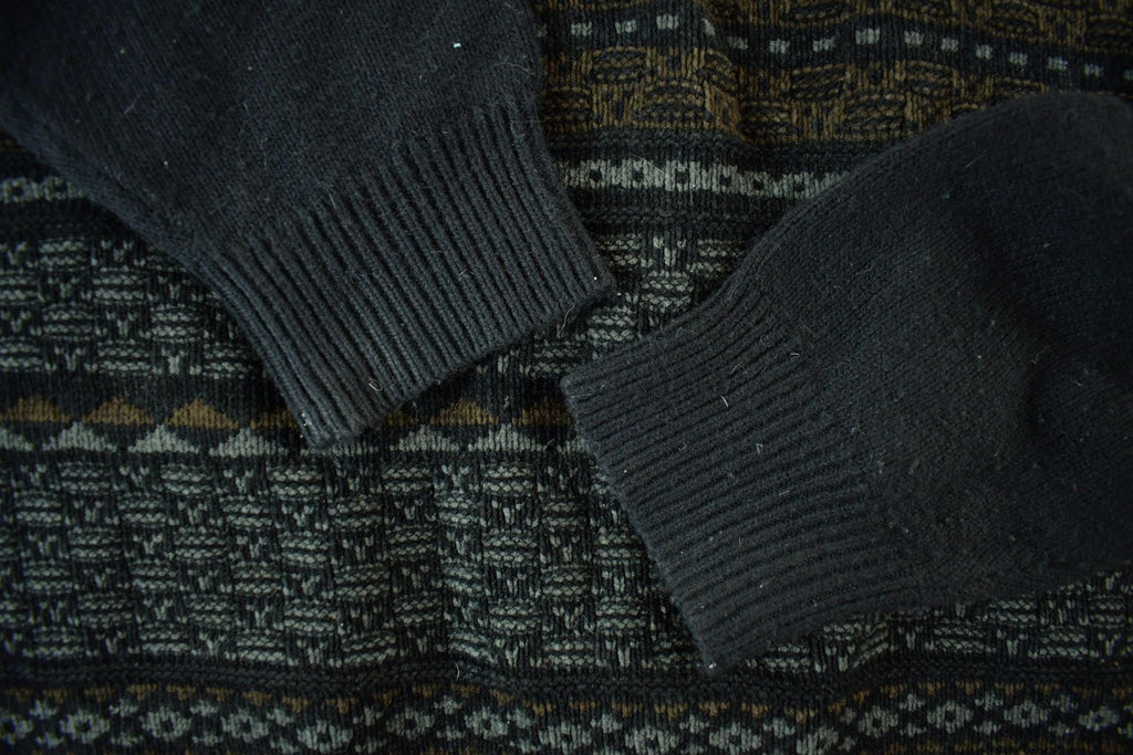 Vintage 1990s Boulevard Club Knit Abstract Pattern Collared Sweater