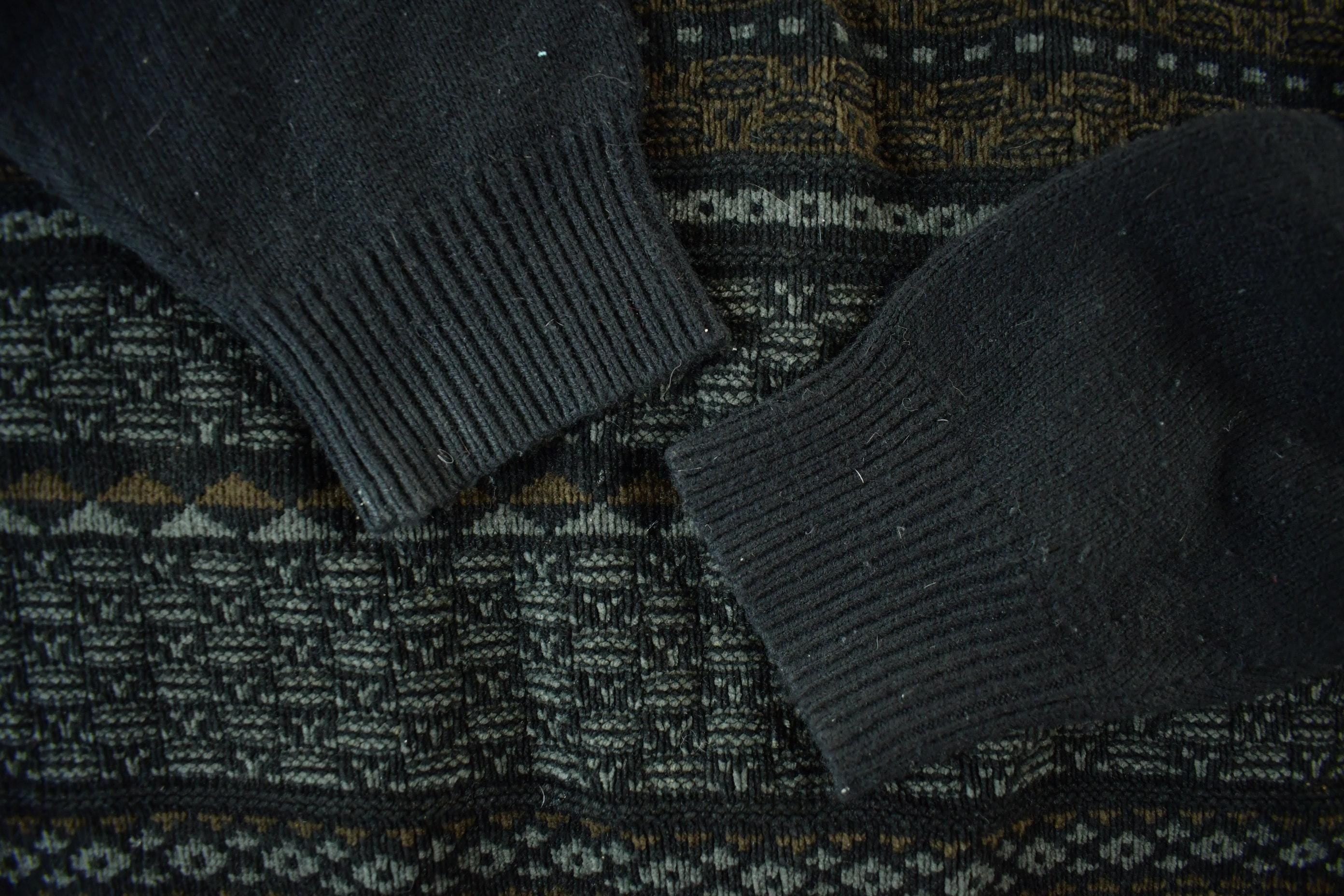 Vintage 1990s Boulevard Club Knit Abstract Pattern Collared Sweater