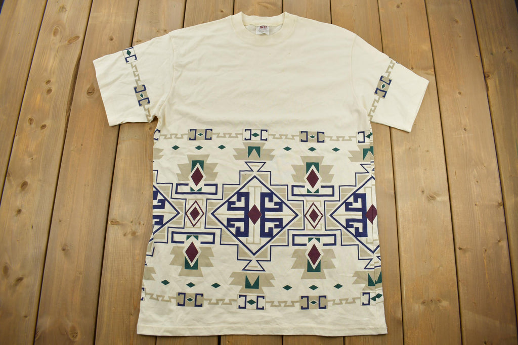 Vintage 1990s Art Unlimited Aztec Pattern Graphic T-Shirt