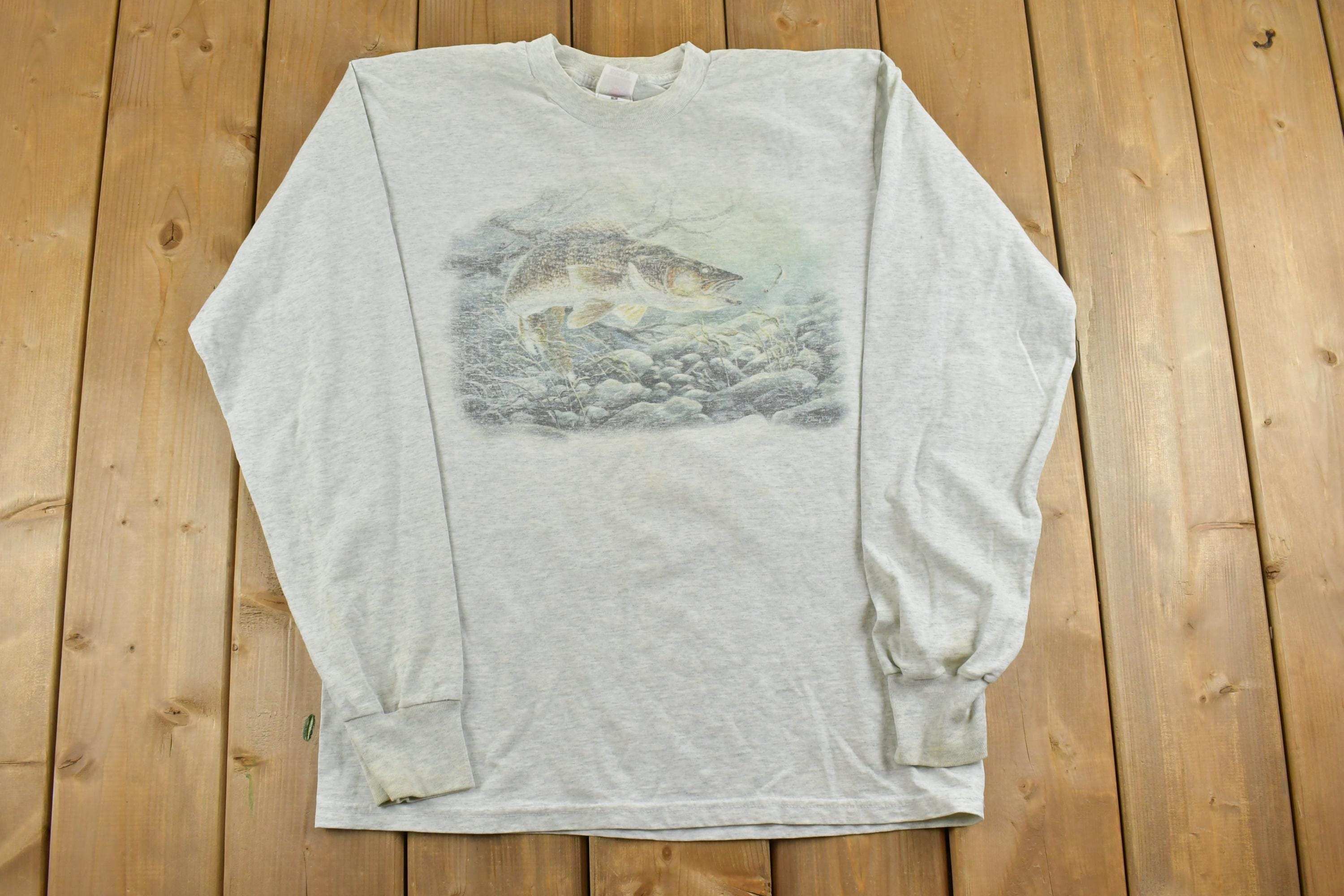 Vintage 1990s Fishing Long Sleeve Souvenir T-Shirt