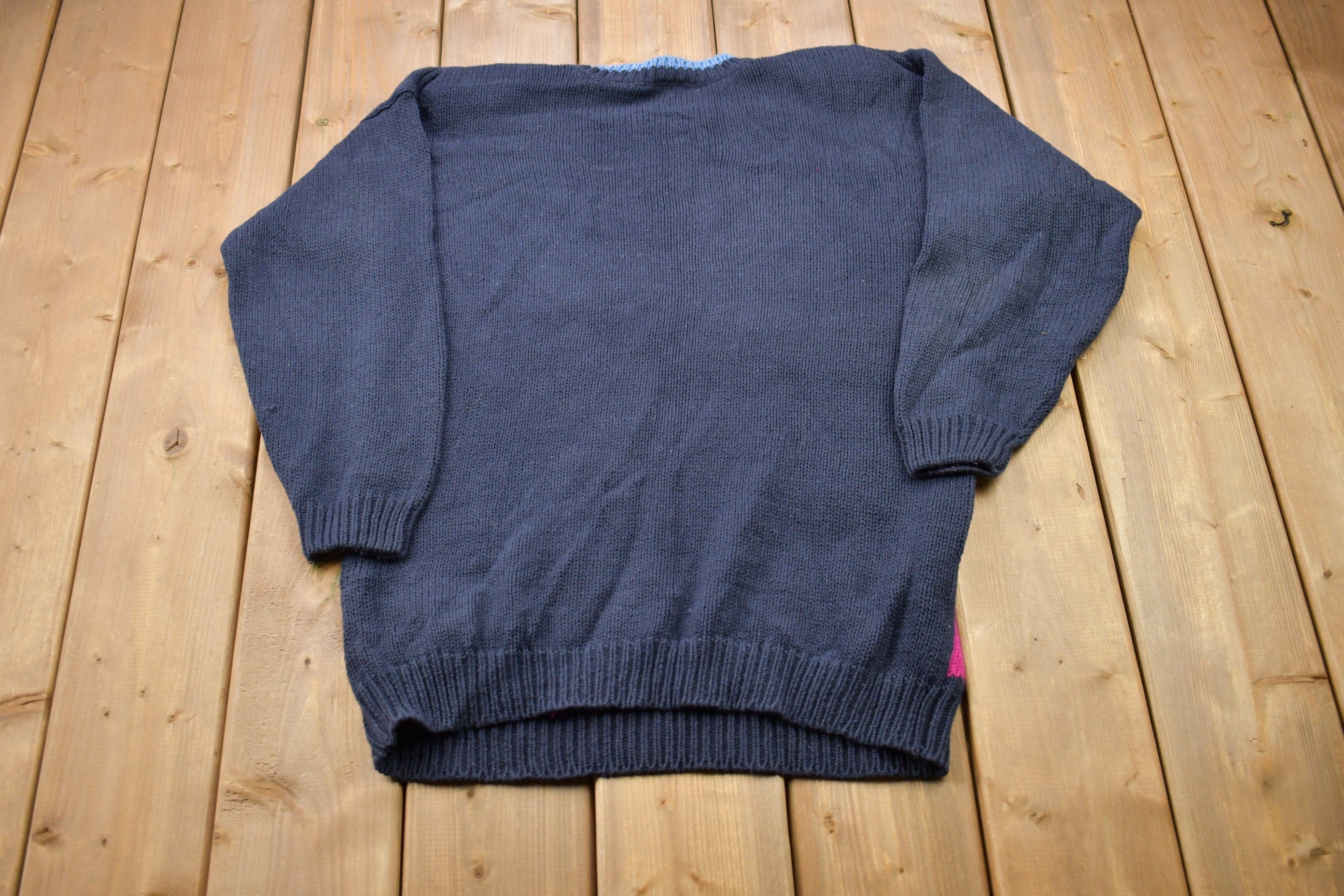 Vintage 1980s Sailing Theme Knit Crewneck Sweater