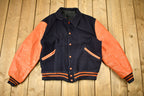 Vintage 1980s Genuine Flynntan Leather Blank Varsity Jacket