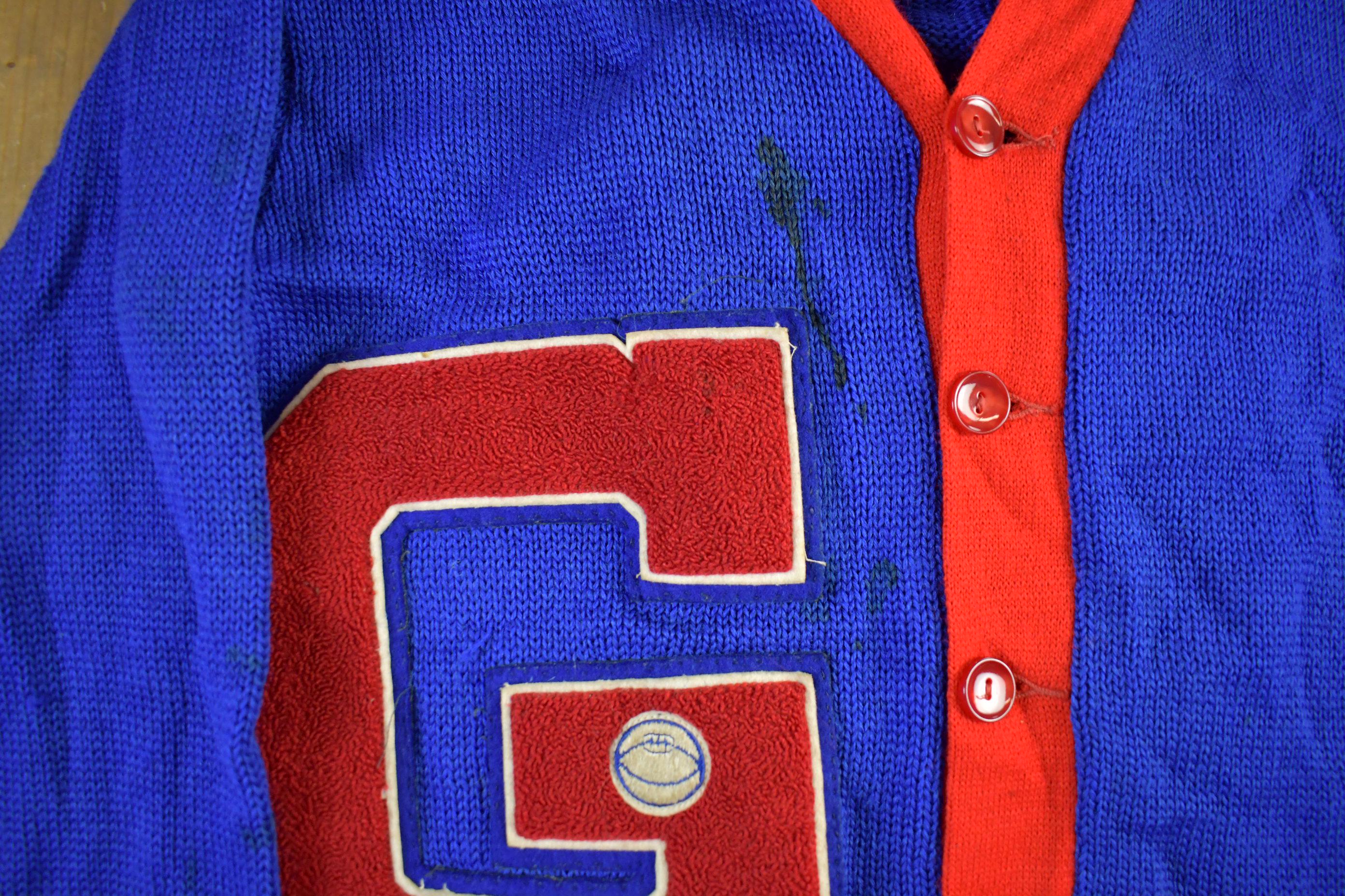 Vintage 1940s Escort Collegiate Sportswear Wool Knit Cardigan Sweater Men's Medium