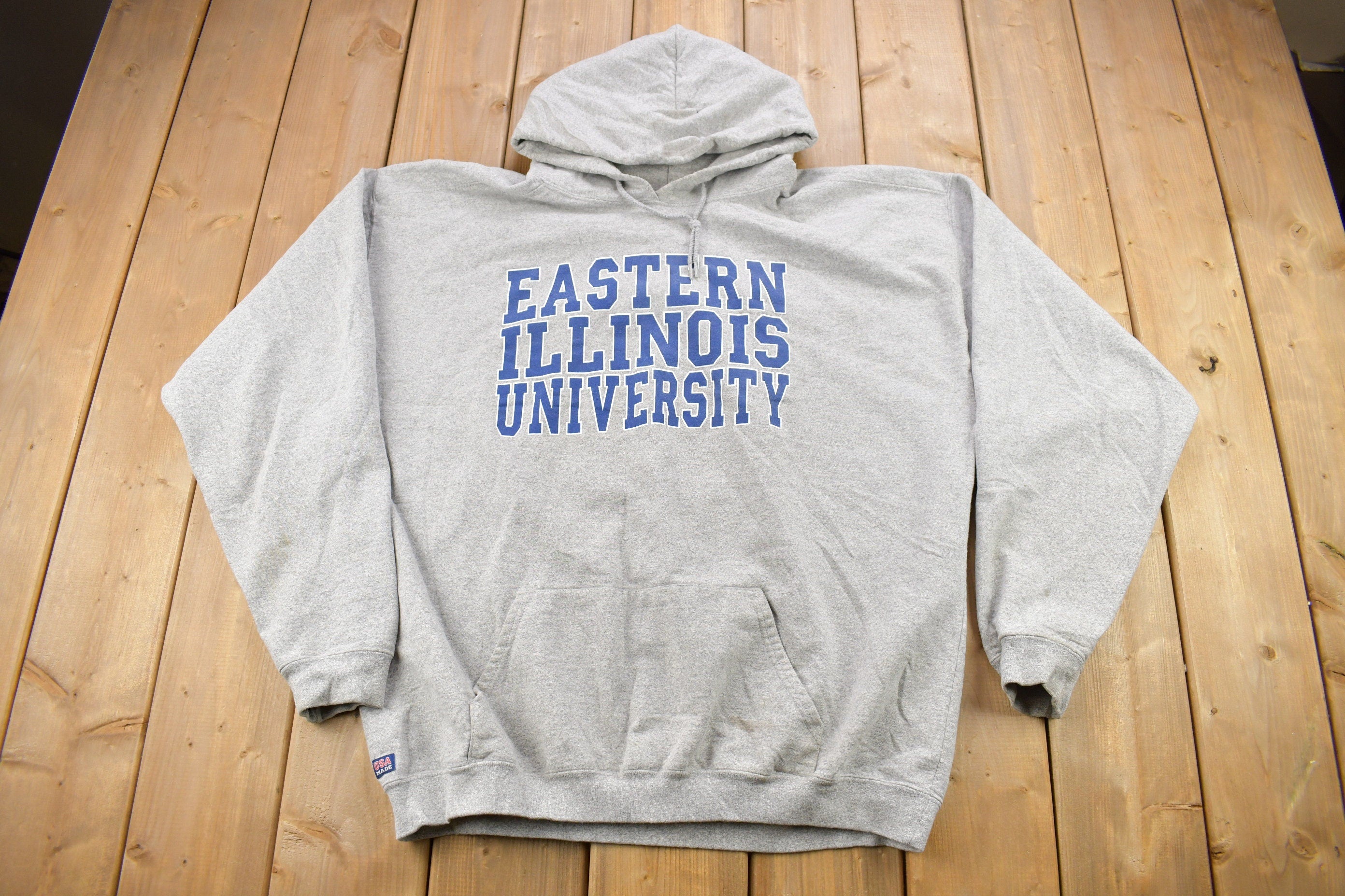 Vintage 1990s Eastern Illinois University Collegiate Hoodie  Heavyweight  NCAA Sweatshirt  Sportswear  Americana  Made In USA