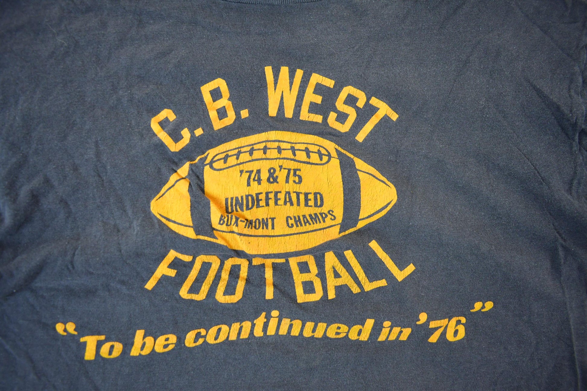 Vintage 1970s C.B. West Football Champion T Shirt Men's Small  70s Champion Tee  Single Stitch  Made In USA  Collegiate School Football