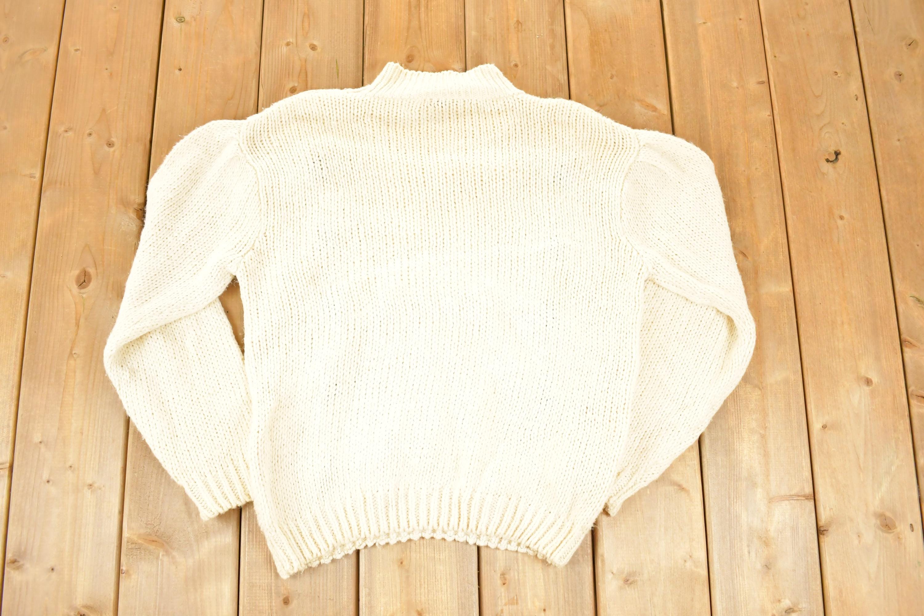 True Vintage 1970s Beldoch Popper Cable Knit Crewneck Sweater Women's L