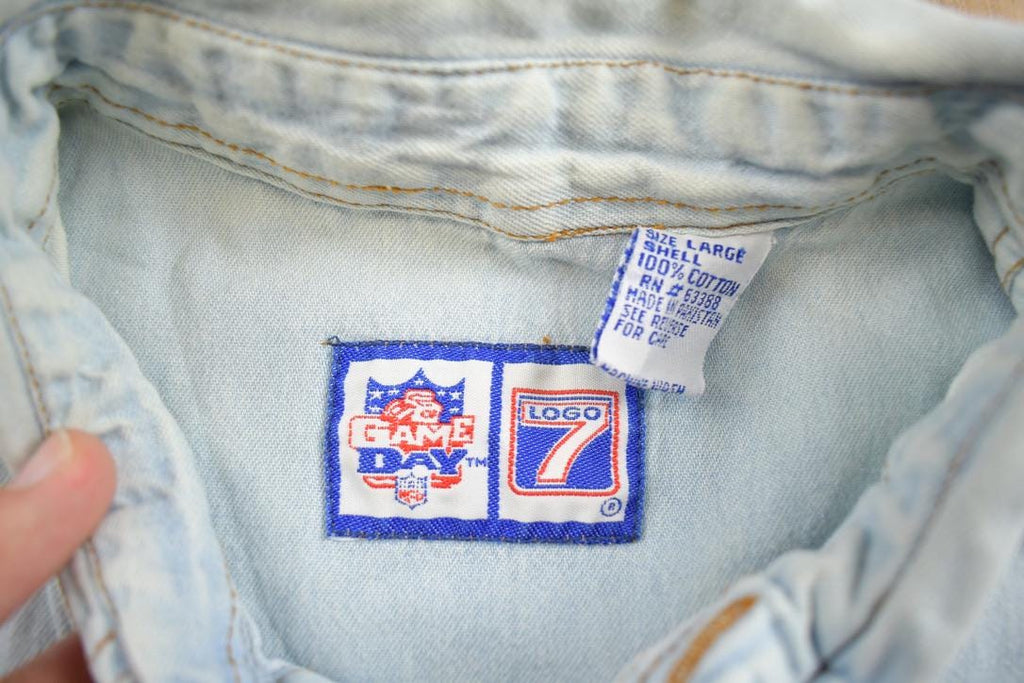 Vintage 1990s Green Bay Packers NFL Game Day Denim Button Up