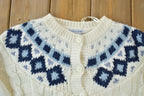 Vintage 1990s Backroad Blues Knitted By Hand Button Up Knit Crewneck Sweater