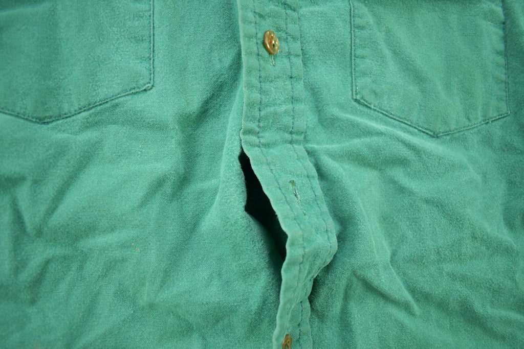 Vintage 1990s Attitude Blank Green Button Up Shirt