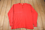 Vintage 1990s LL Bean Henley Thermal Sweatshirt Made In USA