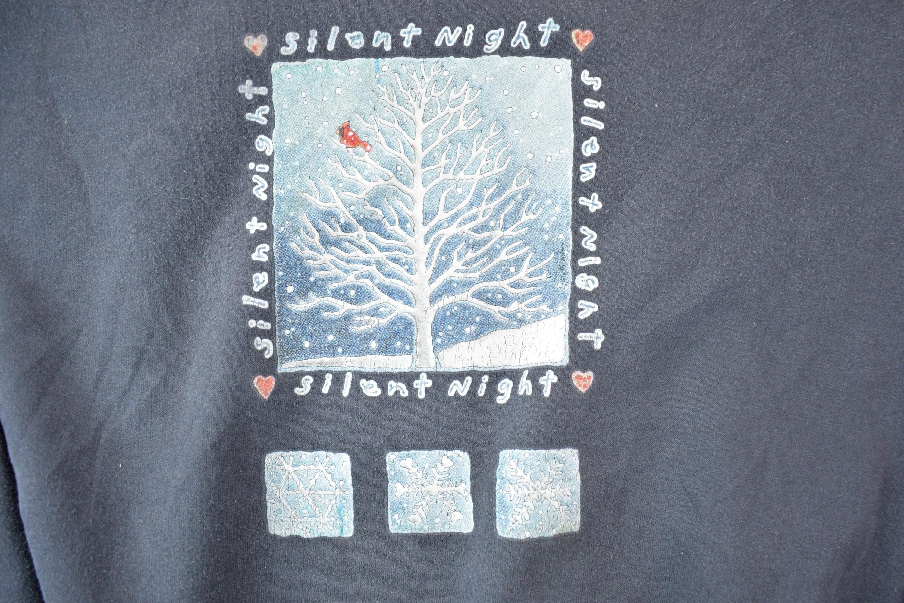 Vintage 1990s Silent Night Cardinal Cute Christmas Crewneck Sweater