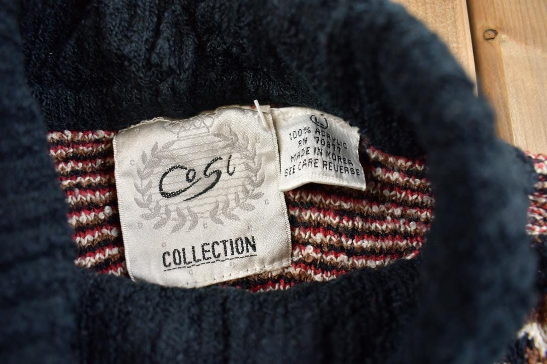 Vintage 1980s Cosi Collection Knit Abstract Pattern Crewneck Sweater