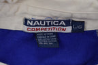 Vintage 1990s Nautica Competition Striped Rugby Shirt Crewneck Sweatshirt - Large