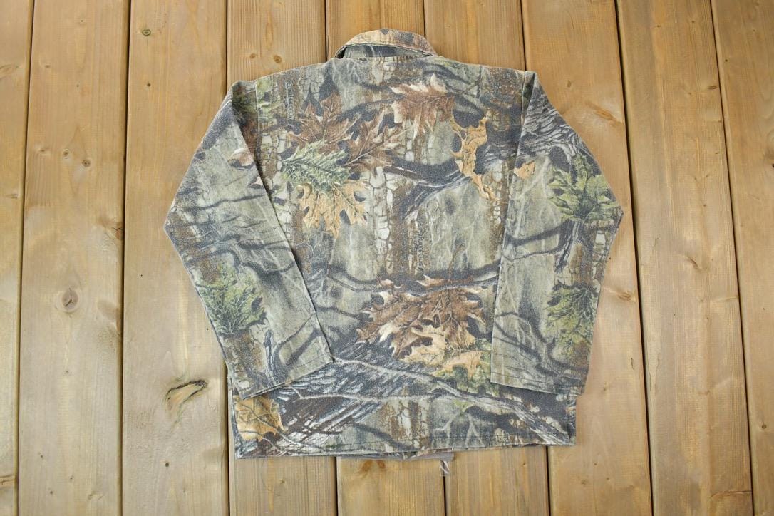 Vintage 1990s Tree Camo Youth Flannel Button Up Shirt  1990s Button Up  Vintage Flannel  Plaid Shirt  Button Down