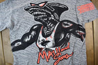 Vintage 1990s Maui And Sons Sharkman All Over Print Graphic T Shirt