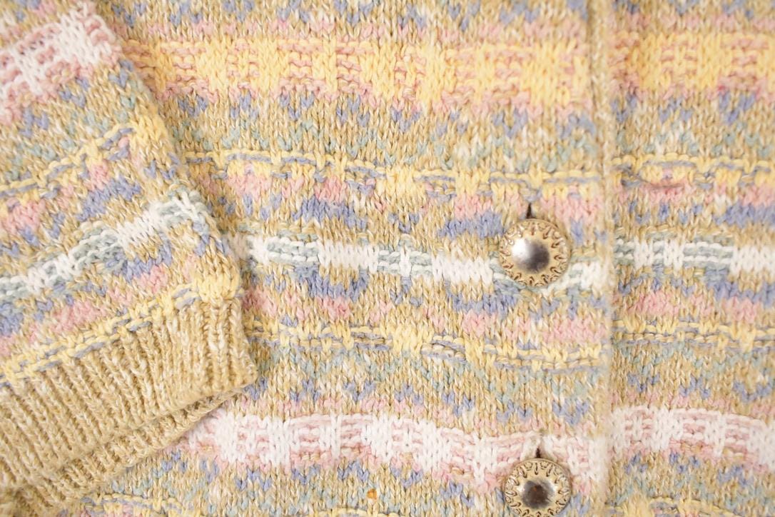 Vintage 1990s Alps Fine Women's Apparel Abstract Knit Cardigan Sweater Womens L /