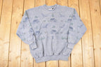 Vintage 1990s Art Unlimited Farmhouse AOP Fleece Outdoorsman Crewneck Sweater Men's L