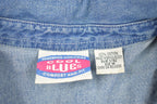 Vintage 1990s Cool Blue Button Up Embroidered Denim Shirt