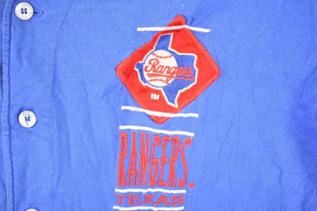 Vintage 1990s Logo 7 Texas Rangers Button Up MLB T-Shirt Men's L