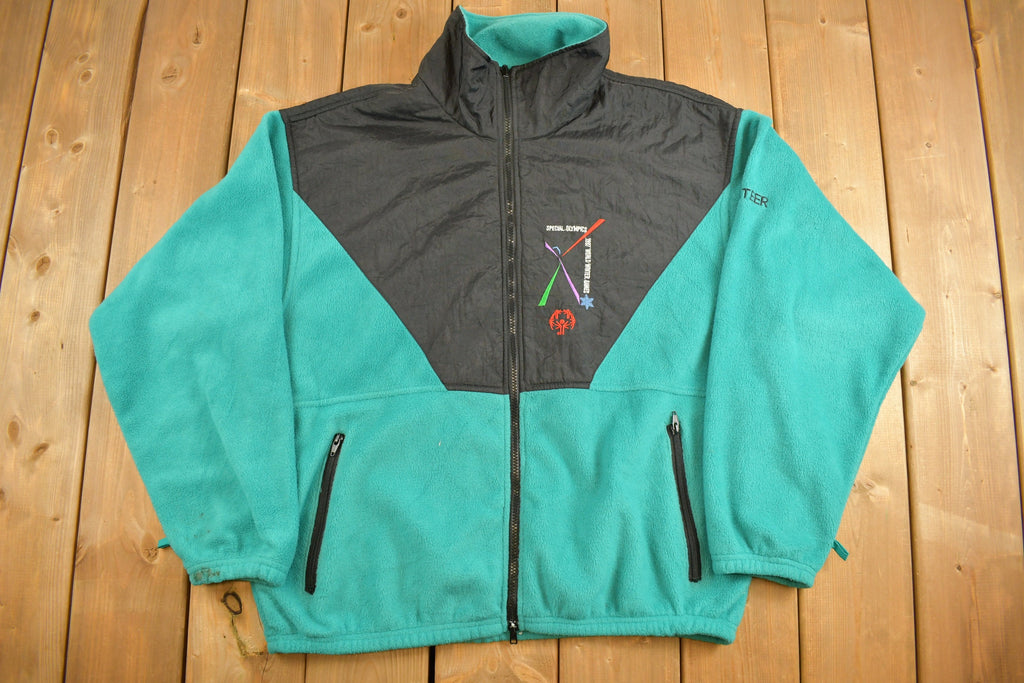 Vintage 1990s Winter Special Olympic Games Full Zip Fleece Sweater