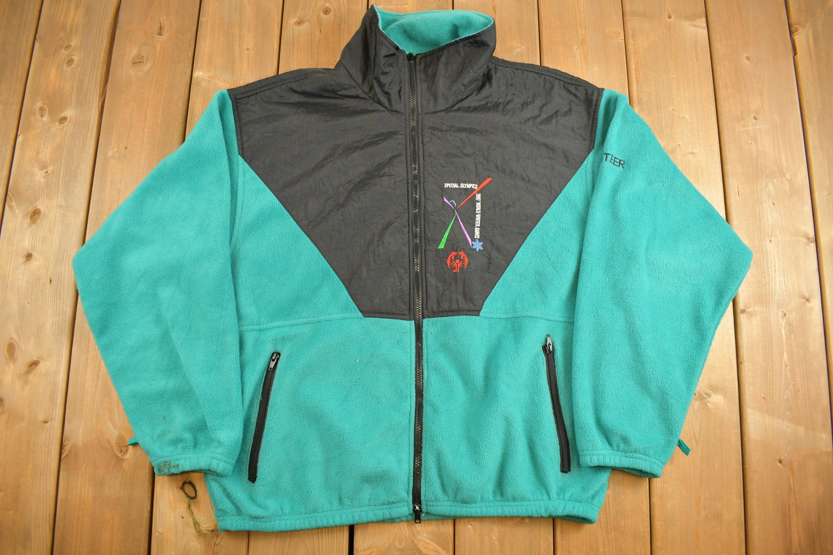 Vintage 1990s Winter Special Olympic Games Full Zip Fleece Sweater