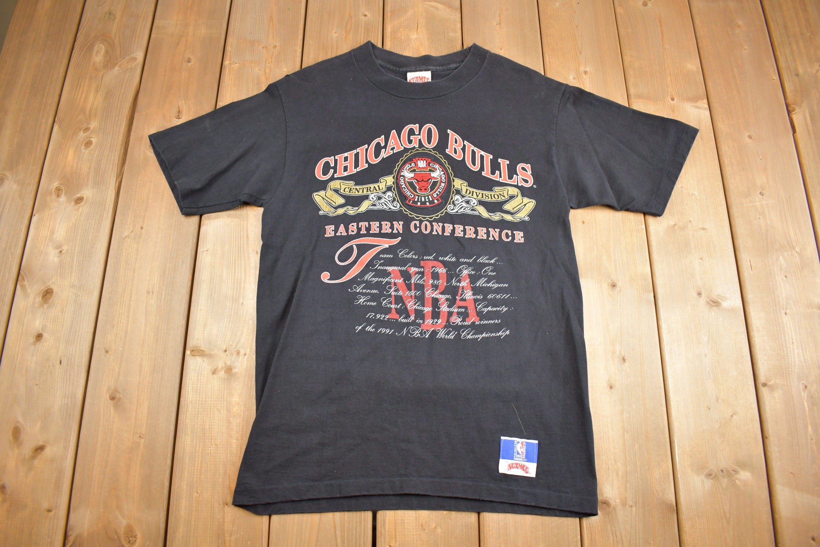 Vintage 1991 Chicago Bulls NBA Embroidered T Shirt Single Stitch