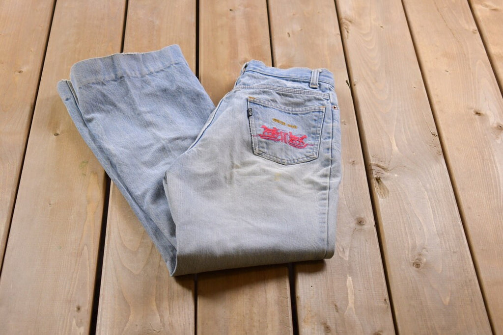 Vintage 1990s Embroidered Levi's Black Tab Denim Jeans Size 26 x 29