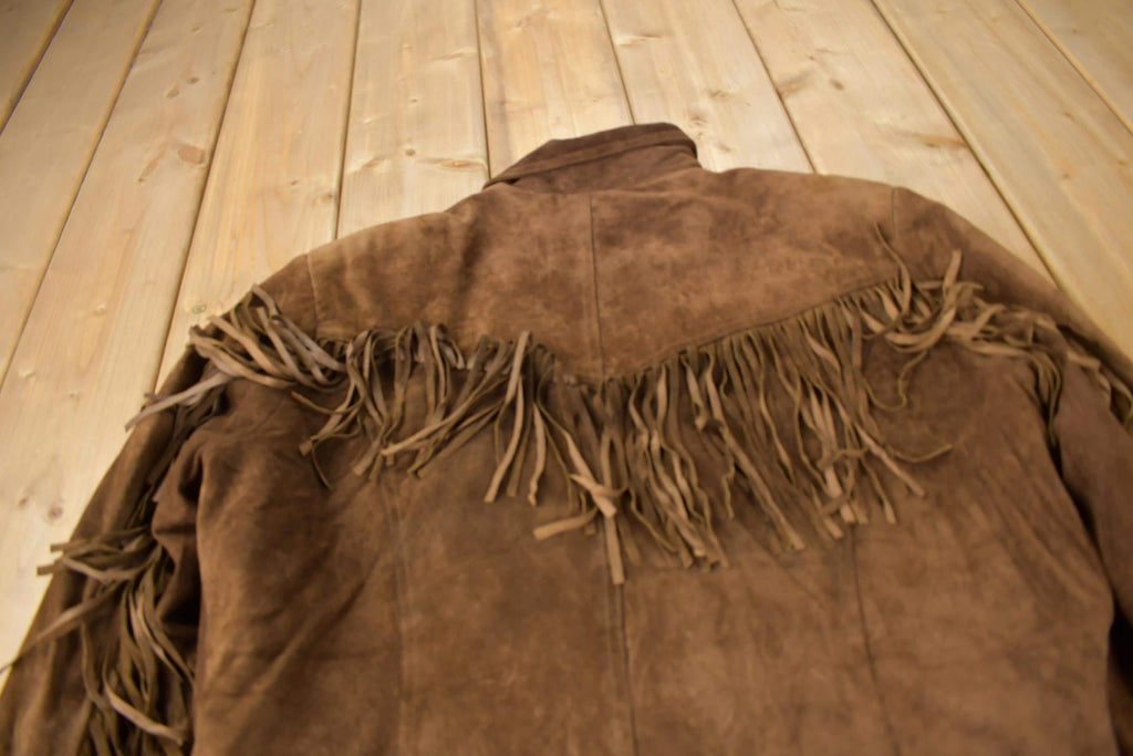 Vintage 1990s Together Genuine Leather Suede Fringe Jacket