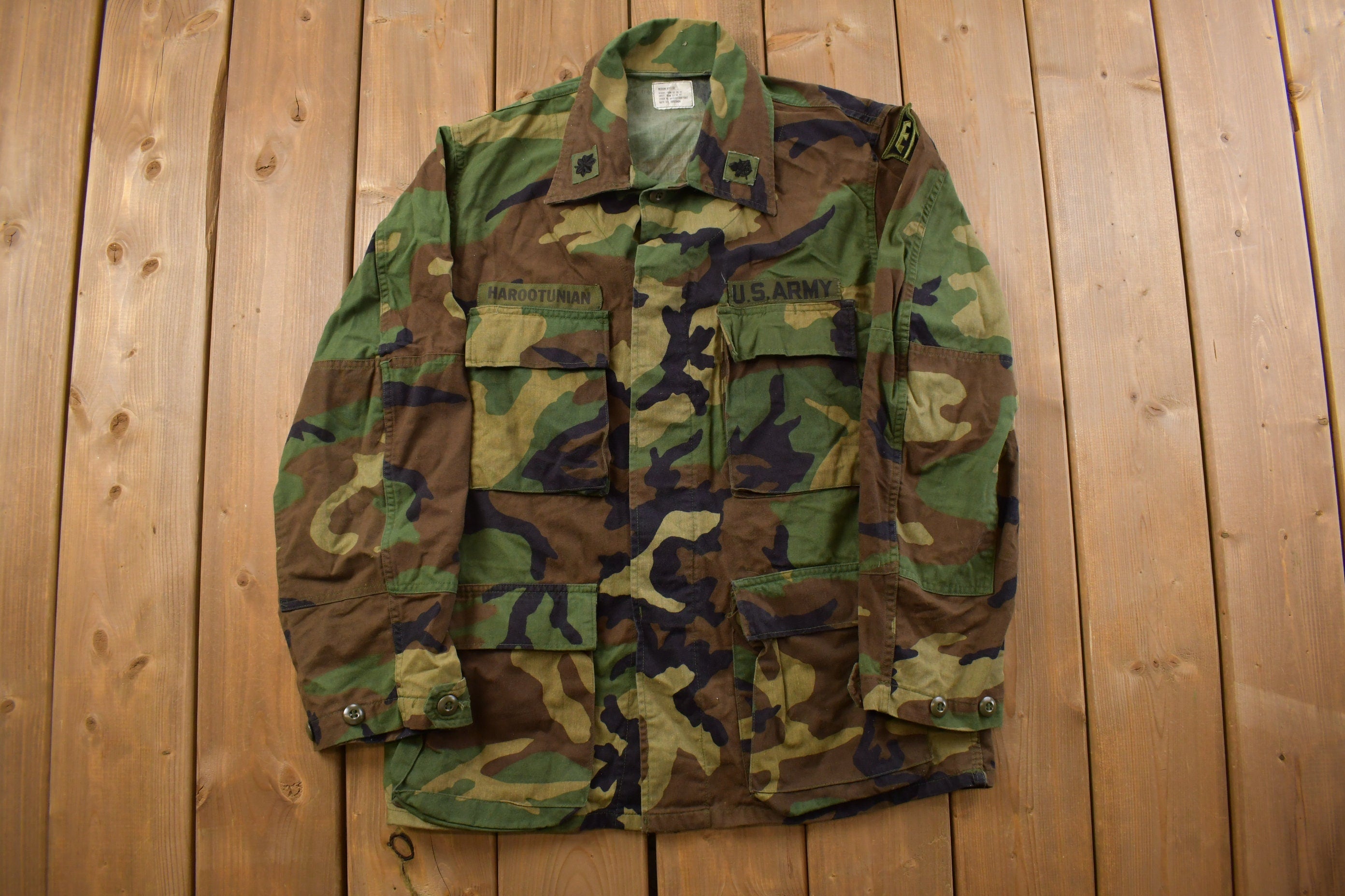 Vintage 1994s Military Woodland Camouflage Cold Weather Field Jacket