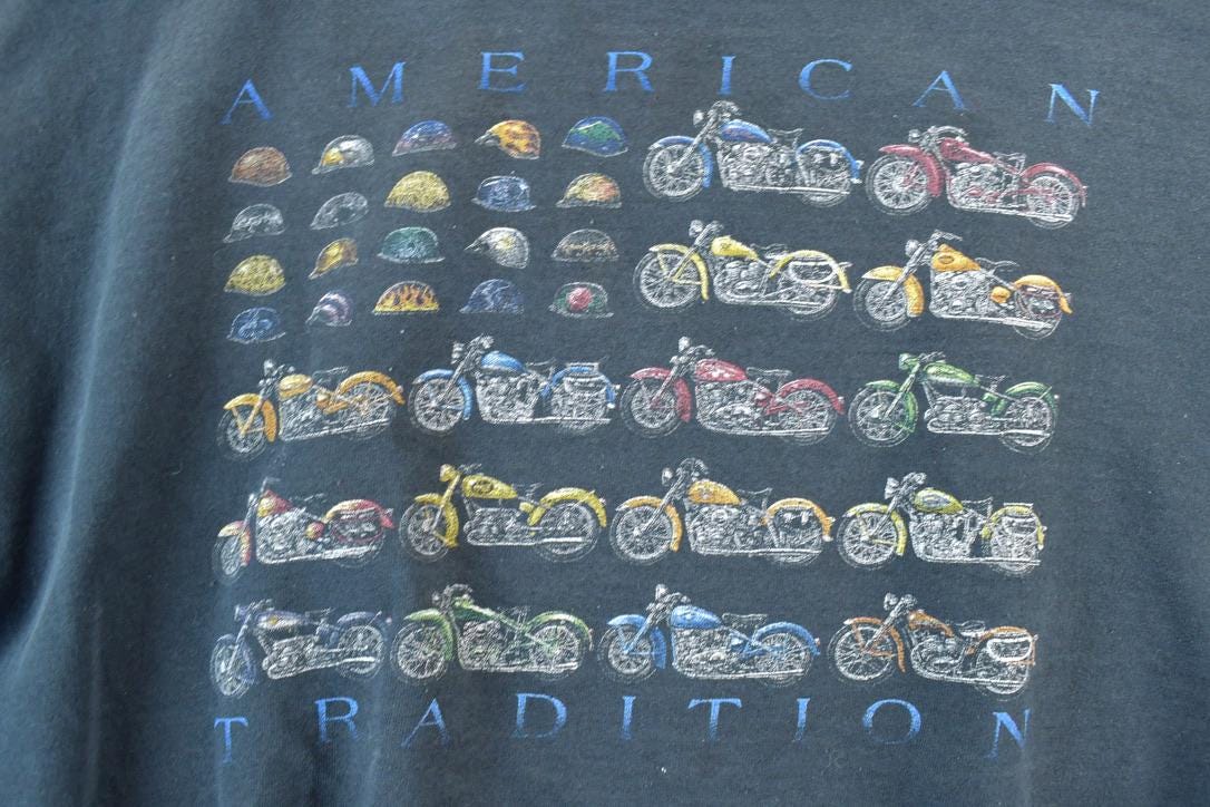 Vintage 1990s American Tradition Motorcycle Souvenir Crewneck Sweatshirt