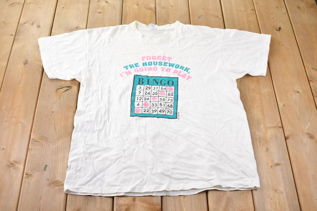 Vintage 1990s Funny Bingo Theme Single Stitch Graphic T Shirt Made In USA